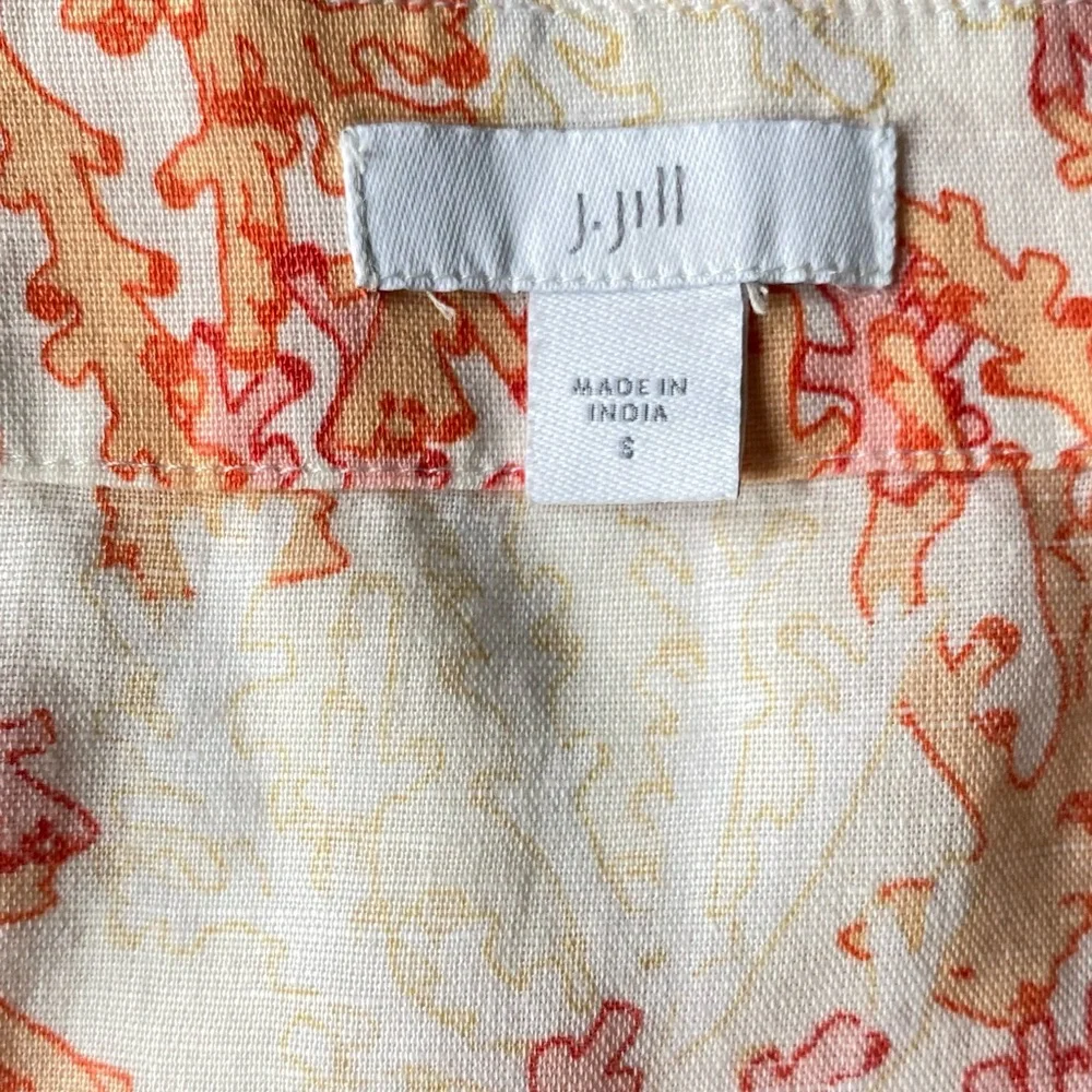 šŖø J. Jill sz.S Orangeā Multi Linen Blend Coral Reef Print Tunic Top Blouse - Picture 11 of 16